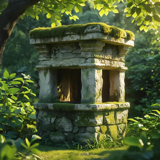 Old stone well in garden